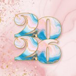 Weihnachtskarte 2026 rosa Marmor Jahreszahl 2