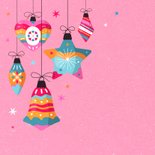 Weihnachtskarte bunte Kugeln auf Pink 2