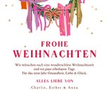 Weihnachtskarte bunter Kranz mit Schleifen 3