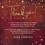 Weihnachtskarte Firma 'Thank you' Goldschrift 3