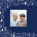 Weihnachtskarte Foto Weihnachts-Doodles blau weiß 2