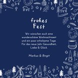 Weihnachtskarte Foto Weihnachts-Doodles blau weiß 3