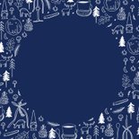 Weihnachtskarte Foto Weihnachts-Doodles blau weiß Rückseite