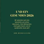 Weihnachtskarte großes Foto Goldschrift auf grün 3