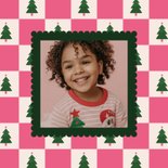 Weihnachtskarte Karomuster Weihnachtsbäume mit Foto 2