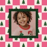 Weihnachtskarte Karomuster Weihnachtsbäume mit Foto 2