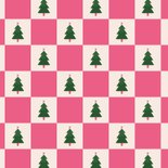 Weihnachtskarte Karomuster Weihnachtsbäume mit Foto Rückseite