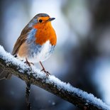 Weihnachtskarte Rotkehlchen im Schnee 'Frohes Fest' 2