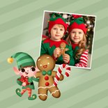 Weihnachtskarte Weihnachtself und Lebkuchenmännchen 2
