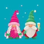 Weihnachtskarte Weihnachtswichtel mit rosa Mütze  2