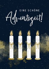 Adventskarte vier Kerzen mit Schleife