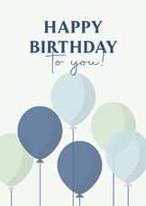 Blaue Geburtstagskarte grafische Luftballons 