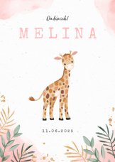 Dankeskarte Geburt Giraffe Wasserfarbe rosa Foto innen