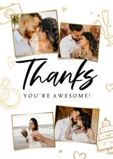 Dankeskarte Hochzeit Doodles & Fotocollage 'Thanks'