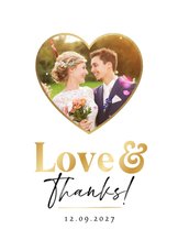 Dankeskarte zur Hochzeit Namen Goldschrift