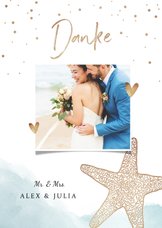 Dankeskarte zur Hochzeit Strandfeeling mit Foto