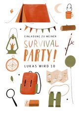 Einladung 10. Kindergeburtstag Survival-Party