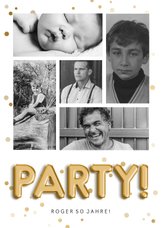 Einladung Geburtstag Fotocollage, Konfetti & Partyballons