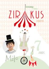 Einladung Kindergeburtstag Zirkus-Party mit Foto