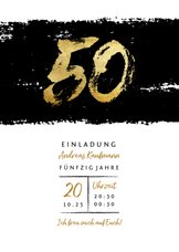 Einladung mit goldener 50 auf Schwarz