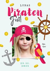 Einladung Piraten-Kindergeburtstag Mädchen