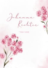 Einladung Trauerfeier rosa Blumen