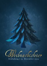 Einladung Weihnachtsfeier Blauer Weihnachtsbaum