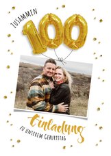 Einladung zum gemeinsamen Geburtstag 100 Ballons