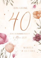 Einladung zum Hochzeitsjubiläum Wiesenblumen