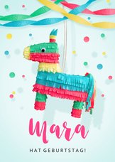 Einladung zum Kindergeburtstag Pferde-Piñata rosa