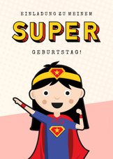 Einladung zum Superhelden-Geburtstag Mädchen