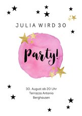 Einladung zur Geburtstagsparty Party Stars rosa