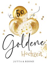 Einladung zur Goldenen Hochzeit goldene Luftballons