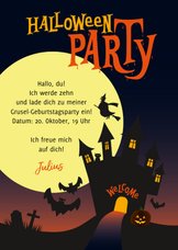 Einladung zur Halloween-Party für Kinder Geisterhaus