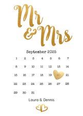Einladung zur Hochzeit Mr. & Mrs. Buchstaben in Goldlook
