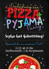 Einladung zur Übernachtungsparty Pizza & Pyjama