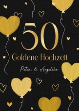 Einladungskarte 50 Goldene Hochzeit Herzluftballons