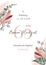 Einladungskarte Eiserne Hochzeit Blätterdekor