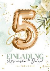 Einladungskarte Firmenjubiläum 5 Jahre Folienballon
