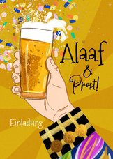 Einladungskarte Karnevalsfeier 'Alaaf & Prost'