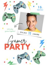 Einladungskarte Kindergeburtstag Gamer Party