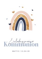 Einladungskarte Kommunion Regenbogen blau