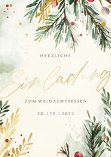 Einladungskarte Weihnachtsessen Tannenzweige
