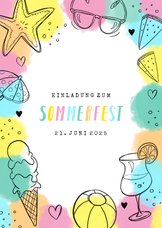 Einladungskarte zum Sommerfest bunt