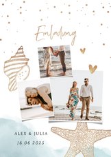 Einladungskarte zur Hochzeit mit Foto & Strandfeeling