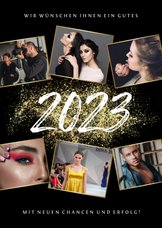 Firmen-Neujahrskarte Fotocollage Goldoptik