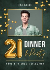 Foto-Einladungskarte dunkelgrün Twentyone Dinner