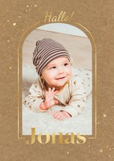 Foto-Geburtskarte Kraftpapier & Gold