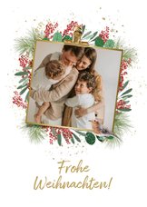 Foto-Weihnachtskarte mit Umrandung aus Zweigen