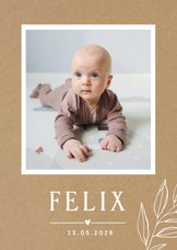 Geburtskarte Kraftlook mit Zweigen & Foto